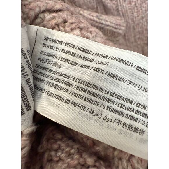Abercrombie & Fitch Womens Cable Knit Sweater Size Small Blush Pink Fisherman Mo - Picture 4 of 4
